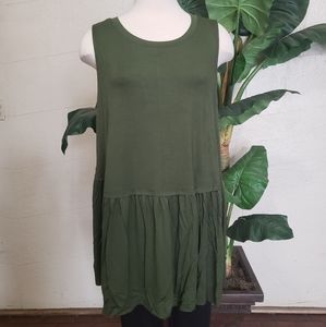 Green Sleeveless Peplum Top NWOT